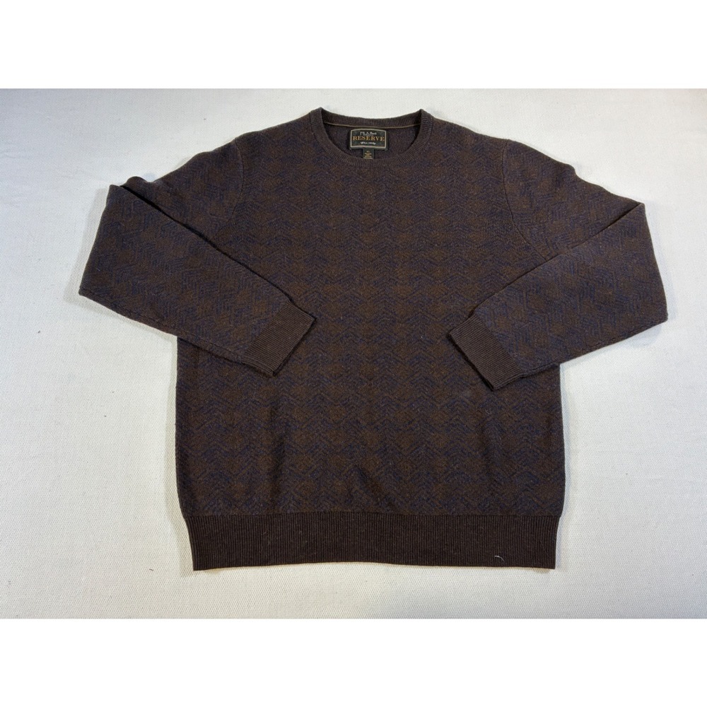Vintage 90s J.S. A. Bank Reserve Lambs Wool Blend Knit Sweater XL Brown Blue‎